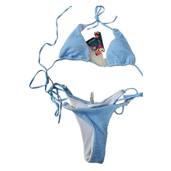 NWT Hisaguhe Light Blue Two Piece Halter Women's Bikini Swim Suit Set Size M - Picture 1 of 6